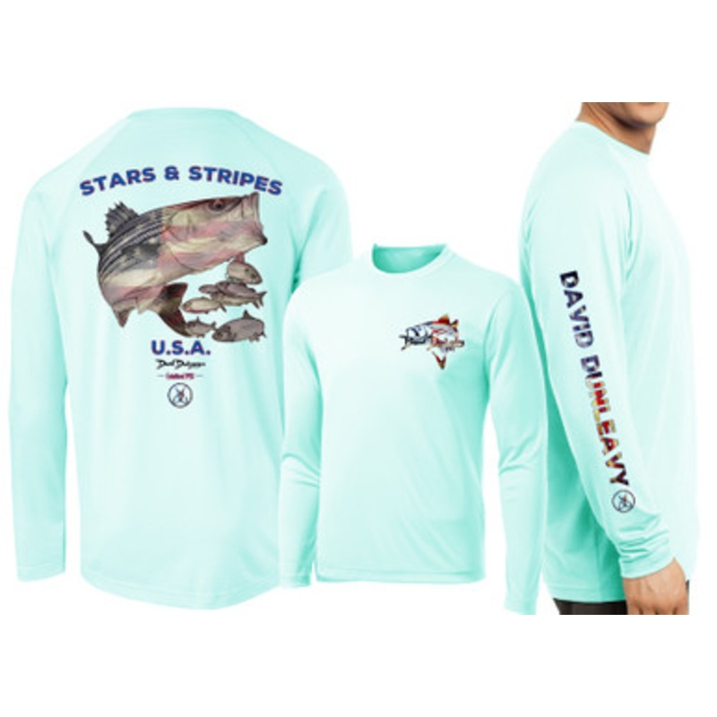 David Dunleavy Stars & Stripes Long Sleeve Shirt – Seagrass – 2XL