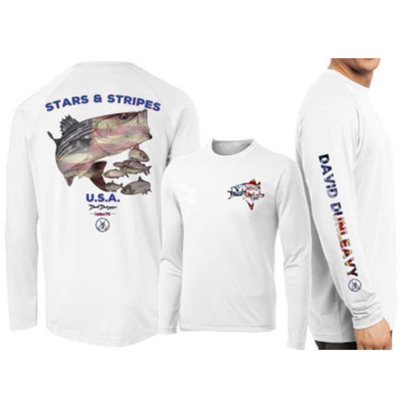David Dunleavy Stars & Stripes Long Sleeve Shirt – White – 2XL