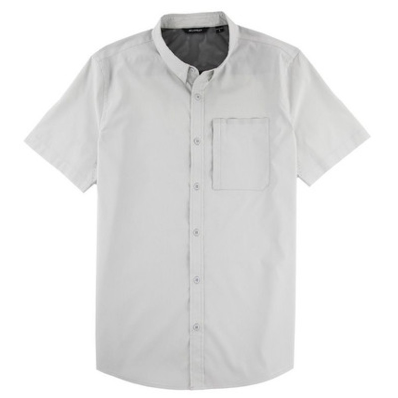JB Langley Blackwell Short Sleeve Button Down Shirt – Light Grey Heather – M