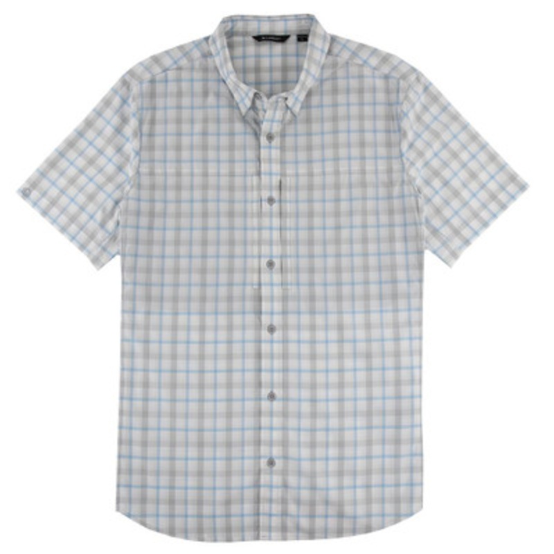 JB Langley Rockwell Short Sleeve Button Down Shirt – Light Blue Plaid – XL