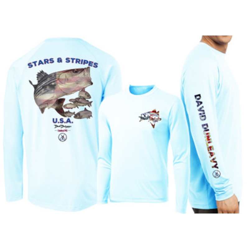 David Dunleavy Stars & Stripes Long Sleeve Shirt – Arctic Blue – L
