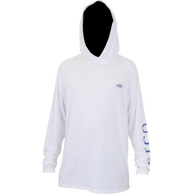 Aftco Samurai 2 Heathered Long Sleeve Hooded Shirt – White – 3XL