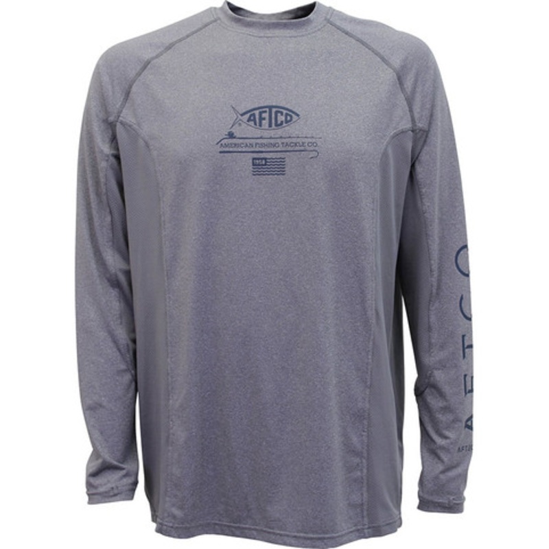 Aftco Barracuda GeoCool Long Sleeve Performance Shirt – Gray Heather – L