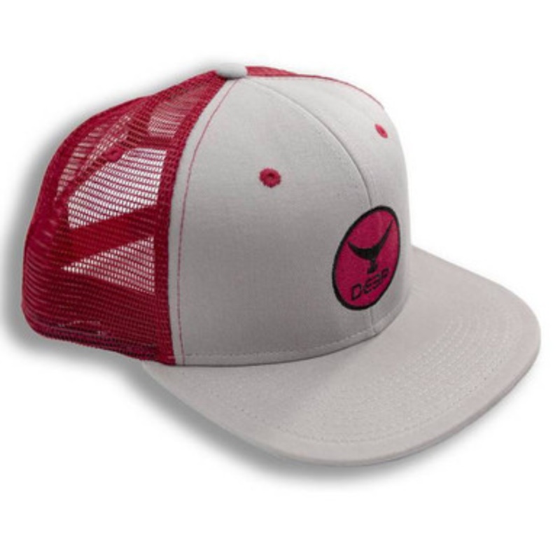 Deep Ocean Flat Brim Tuna Tail Trucker Hat – Red