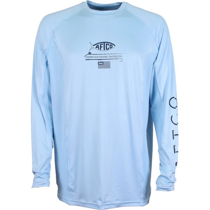 Aftco Barracuda GeoCool Long Sleeve Performance Shirt – Sky – M