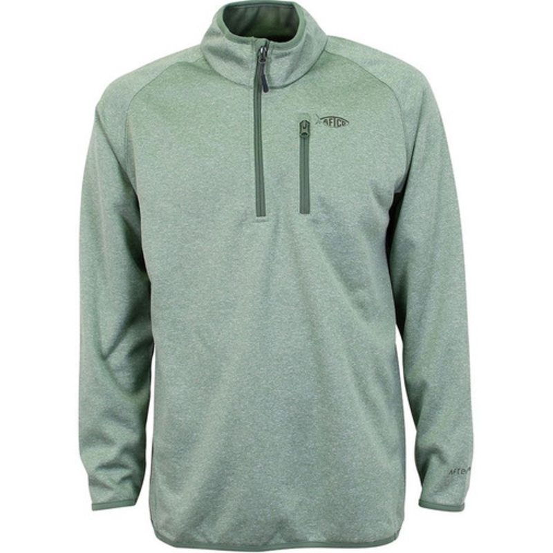 Aftco Vista Performance 1/4 Zip Long Sleeve Shirt – Drab Olive Heather – M