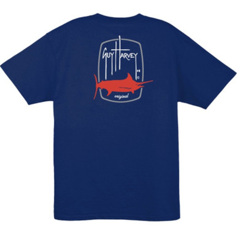 Aftco Guy Harvey Barrel Logo Short Sleeve T-Shirt – Deep Blue – M