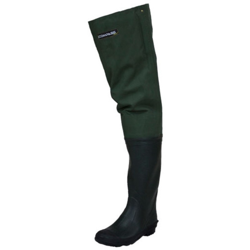 Compass360 Oxbow Poly Rubber Felt Sole Bootfoot Hip Boots – Forest Green – 8