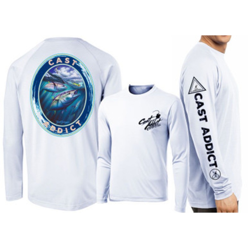 David Dunleavy DMW8051 Cast Addict Bluefin Tuna LS Performance Shirt – Pearl Grey – L