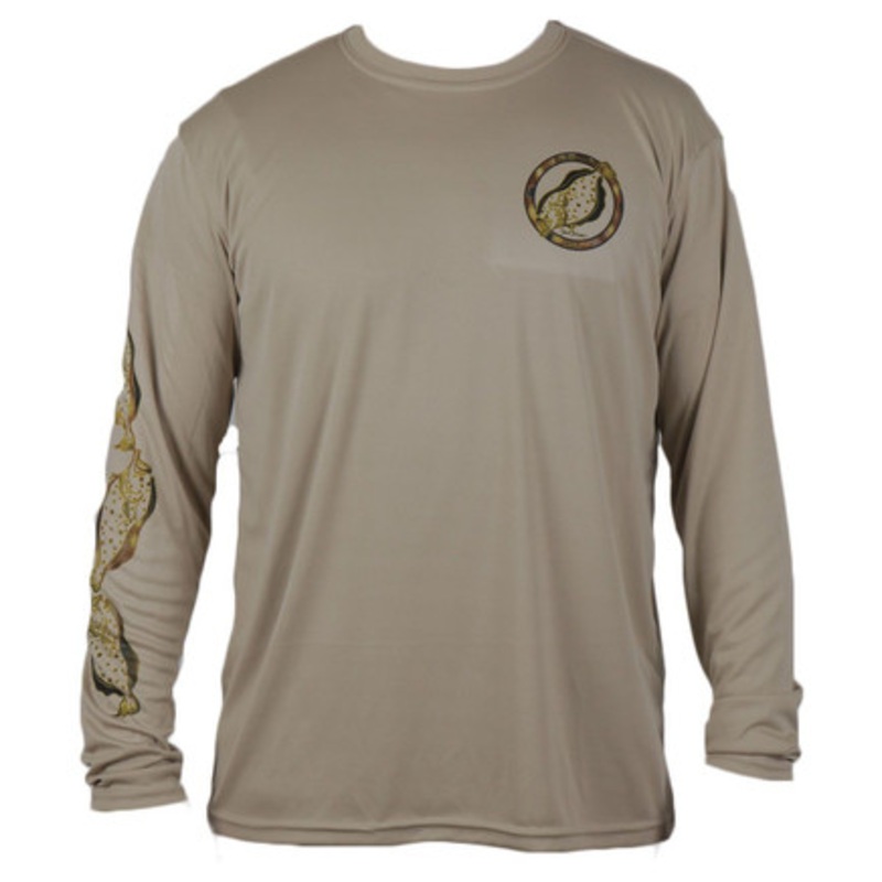 David Dunleavy Flounder Reef LS Performance Shirt – Tan – S