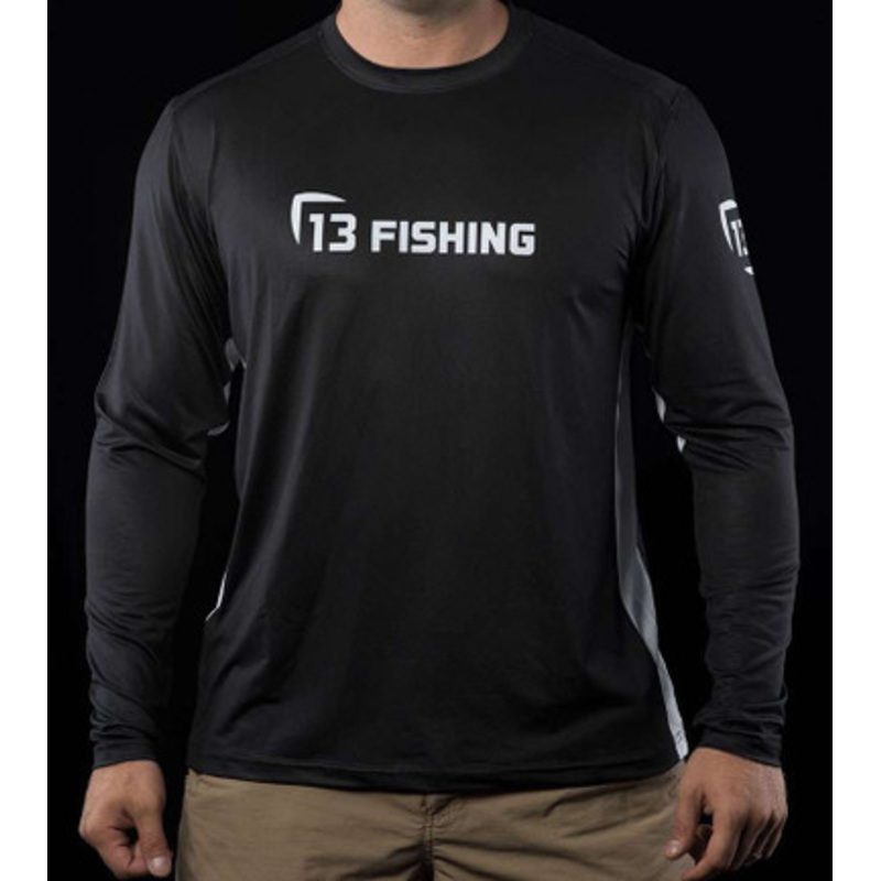 13 Fishing Man-Tooth Performance Long Sleeve T-Shirt – Black/White – 2X-Large