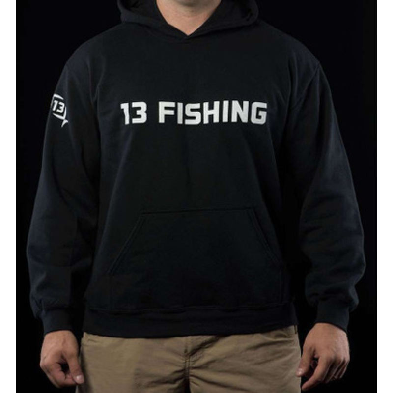 13 Fishing Performance Hoodie – Black w/ White logo – Large
