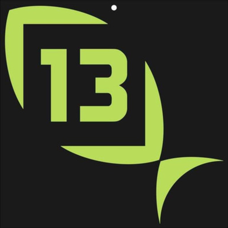 13 Fishing Logo Decal – Lime Green – Small – 5 in. x 5 in.