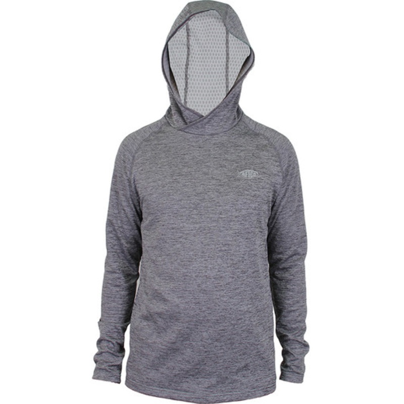 Aftco Hexatron Performance Long Sleeve Hoodie – Charcoal Heather – L