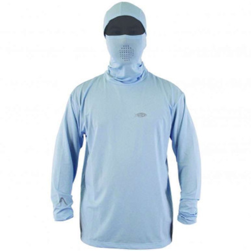 AFTCO M63001 Fish Ninja Performance Fishing Sun Hoodie – Blue – Large
