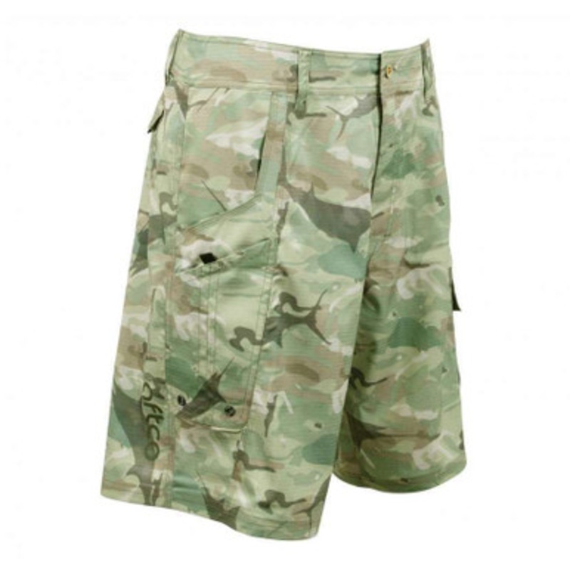 AFTCO M82 Tactical Fishing Shorts – Green Camo – Size 34