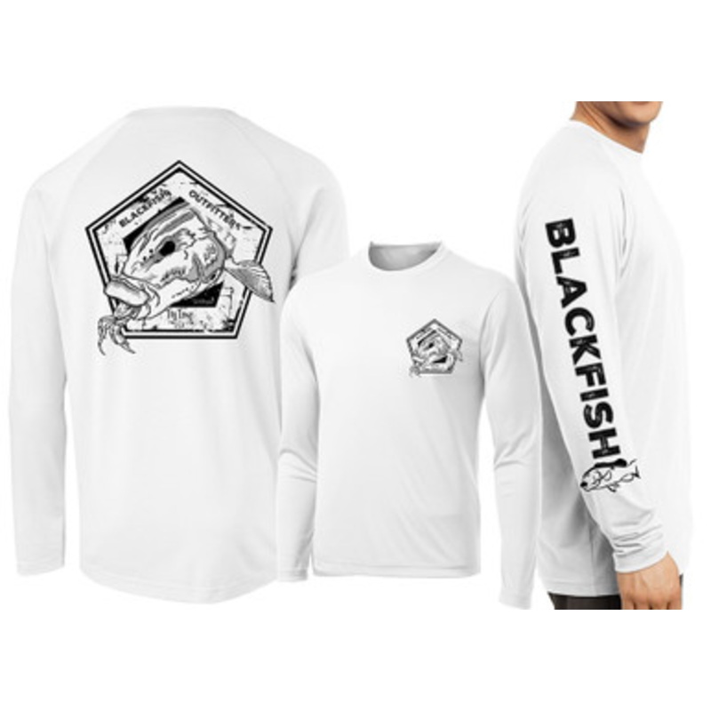 David Dunleavy Blackfish Outfitters LS Performance Shirt – White – M