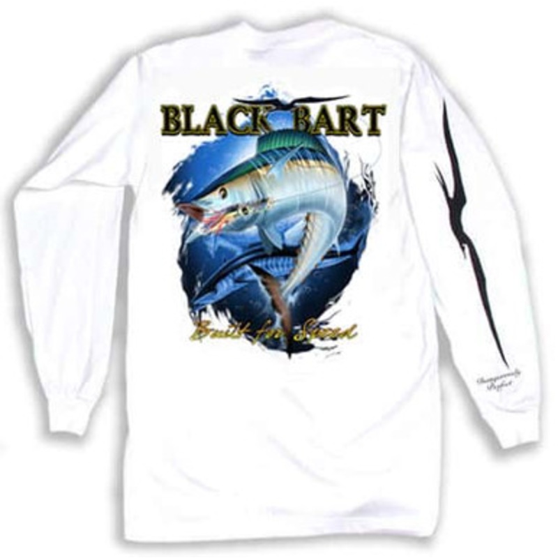 Black Bart Wahoo Long Sleeve T-Shirts White – X-Large