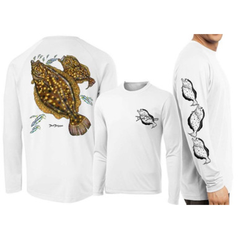 David Dunleavy DMW8015 Flounder Long Sleeve Tee – White – Size Large