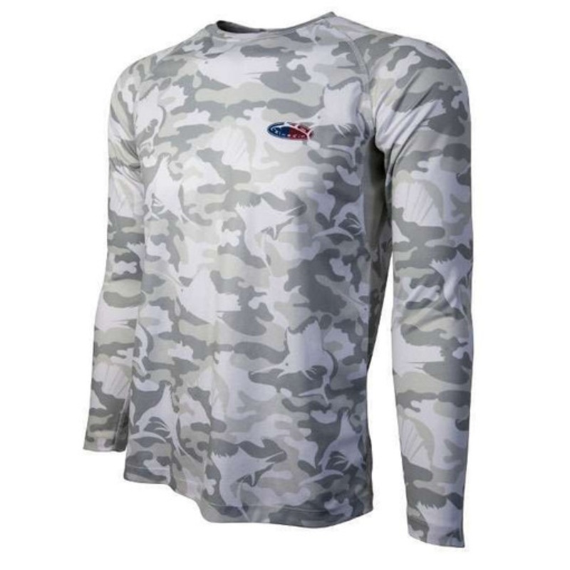 Bluefin USA Camo Performance Long Sleeve Tee – Grey – X-Large
