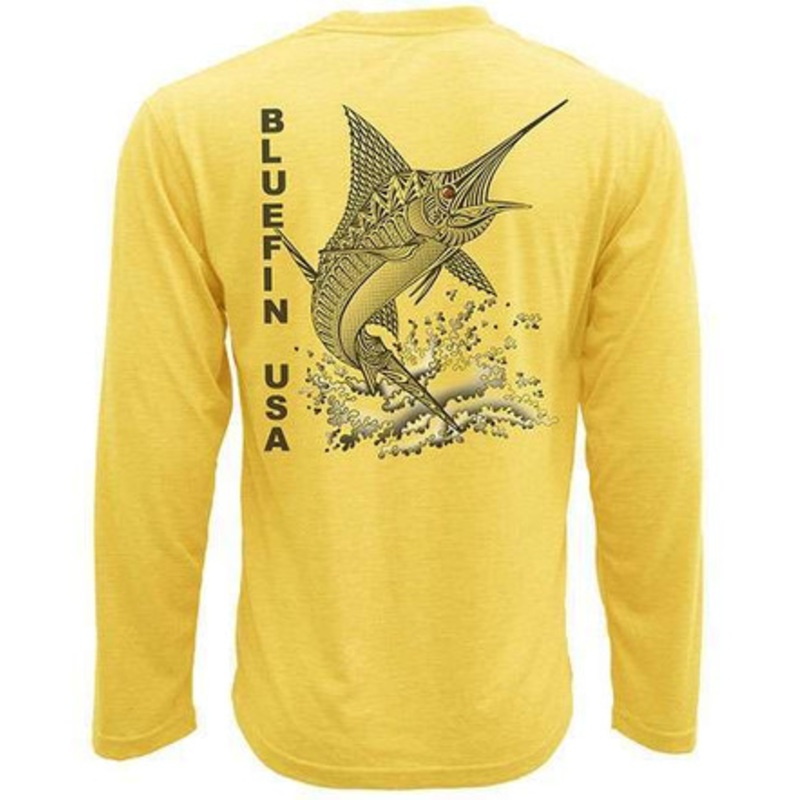Bluefin USA Zentangle Marlin Long Sleeve Technical Shirt Yellow – Large