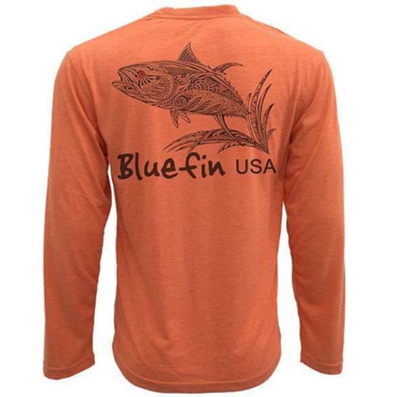 Bluefin USA Zentangle Yellowfin Long Sleeve Technical Shirt Orange – XL