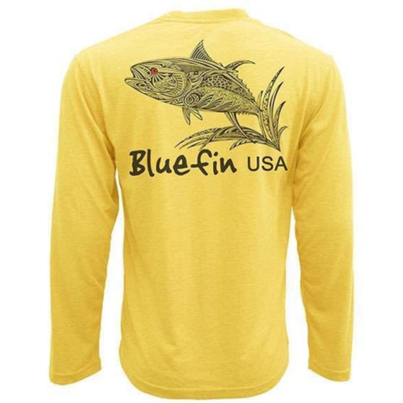 Bluefin USA Zentangle Yellowfin Long Sleeve Technical Shirt Yellow – Large