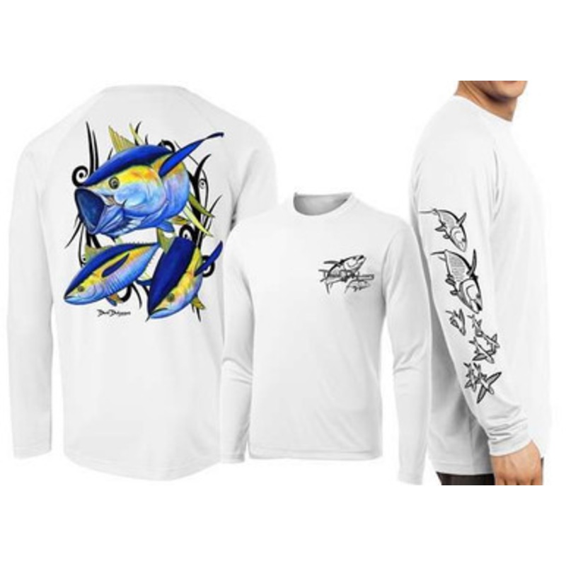 David Dunleavy DMW8005 Yellowfin Tuna Long Sleeve Tee – White – Large