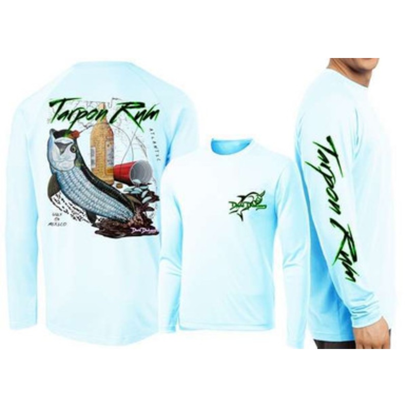 David Dunleavy DMW8033 Tarpon Rum Florida Long Sleeve – Arctic Blue – Large