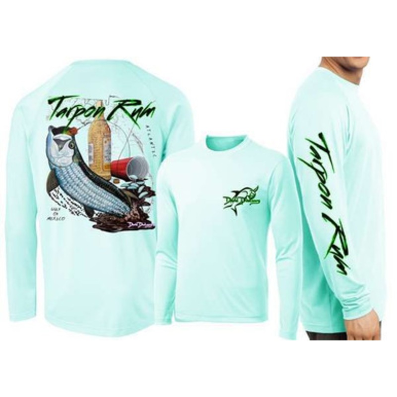 David Dunleavy DMW8033 Tarpon Rum Florida Long Sleeve Tee – Seagrass – Small