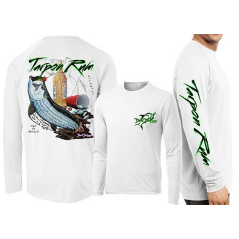 David Dunleavy DMW8033 Tarpon Rum Florida Long Sleeve Tee – White – XL