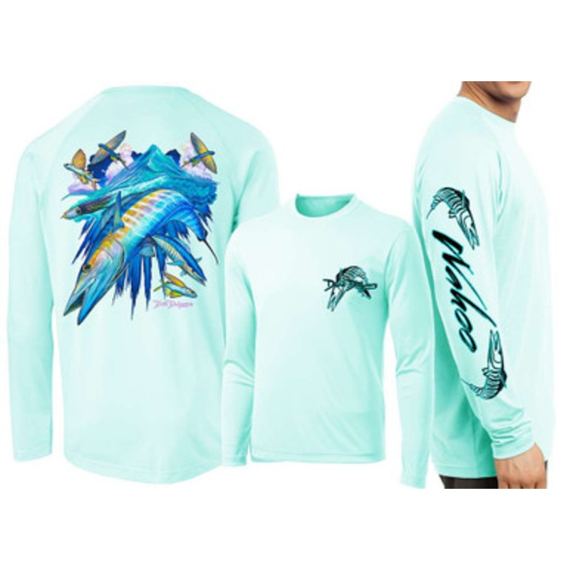 David Dunleavy DMW8047 Wahoo Long Sleeve Performance T-Shirt – Seagrass – Large