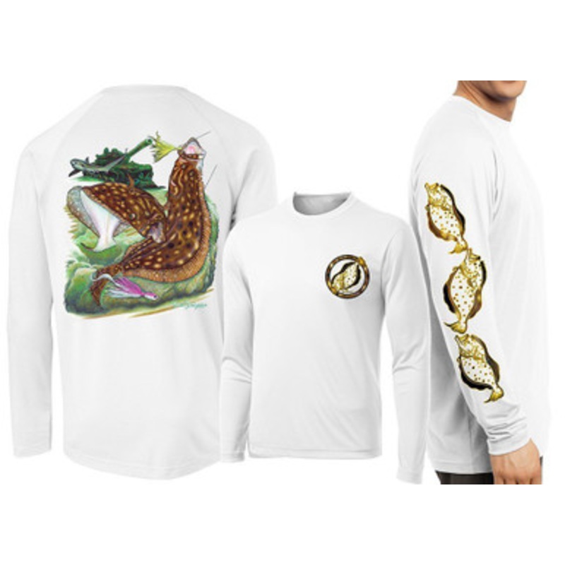 David Dunleavy Flounder Reef LS Performance Shirt – White – XL