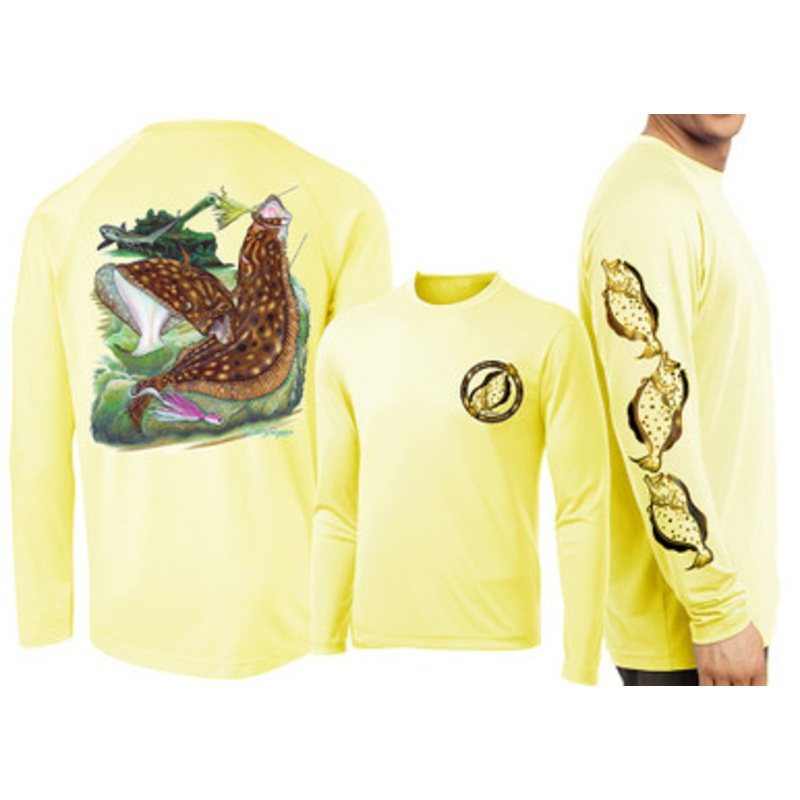 David Dunleavy Flounder Reef LS Performance Shirt – Yellow – L