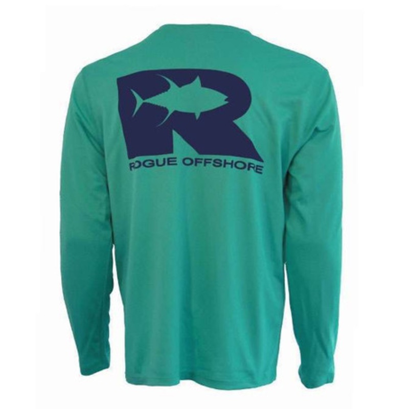 Rogue Offshore Tuna Logo Long Sleeve Performance Shirt Cabana/Navy – Large