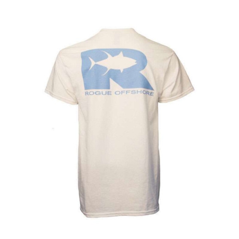 Rogue Offshore Tuna Logo Short Sleeve T-Shirt White/Columbia Blue – Small