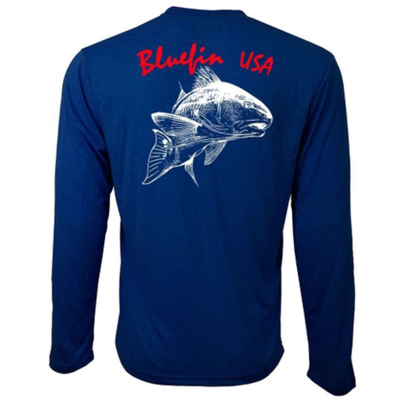 Bluefin USA Graphic BF Tech LS Shirt – Redfish – Size Small