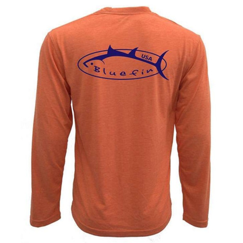 Bluefin USA Navy Logo Technical Long Sleeve Shirt – Orange – 2XL