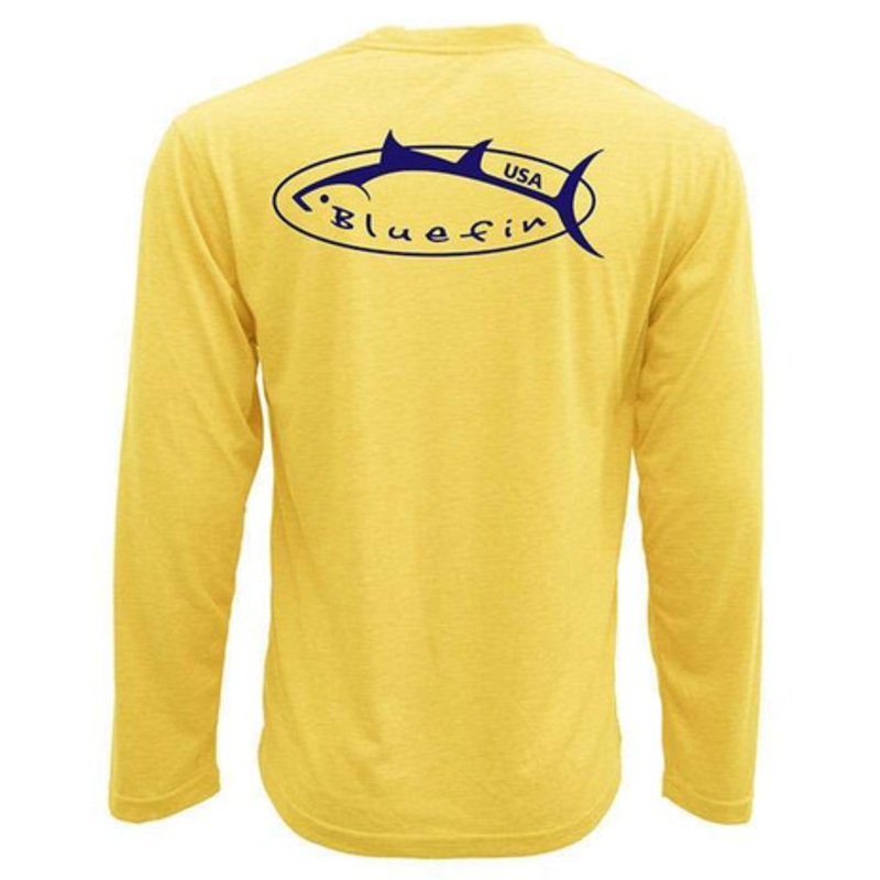 Bluefin USA Navy Logo Technical Long Sleeve Shirt – Yellow – 2XL
