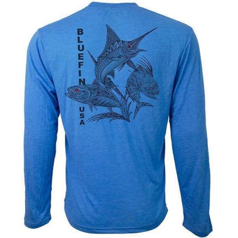 Bluefin USA Zentangle 3 Guys Long Sleeve Technical Shirt Light Blue – X-Small