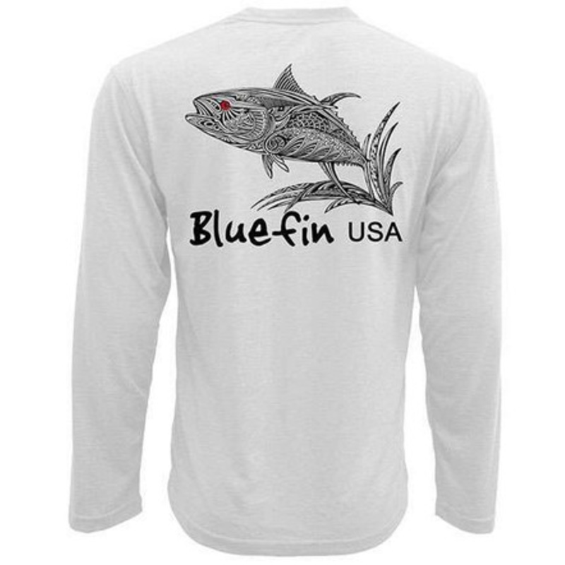 Bluefin USA Zentangle Yellowfin Long Sleeve Technical Shirt White – Small