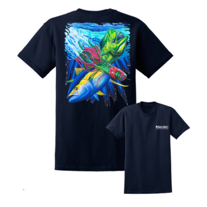 David Dunleavy DDM8049 TD Logo Mahi, Tuna, Lure SS Shirt – Navy L