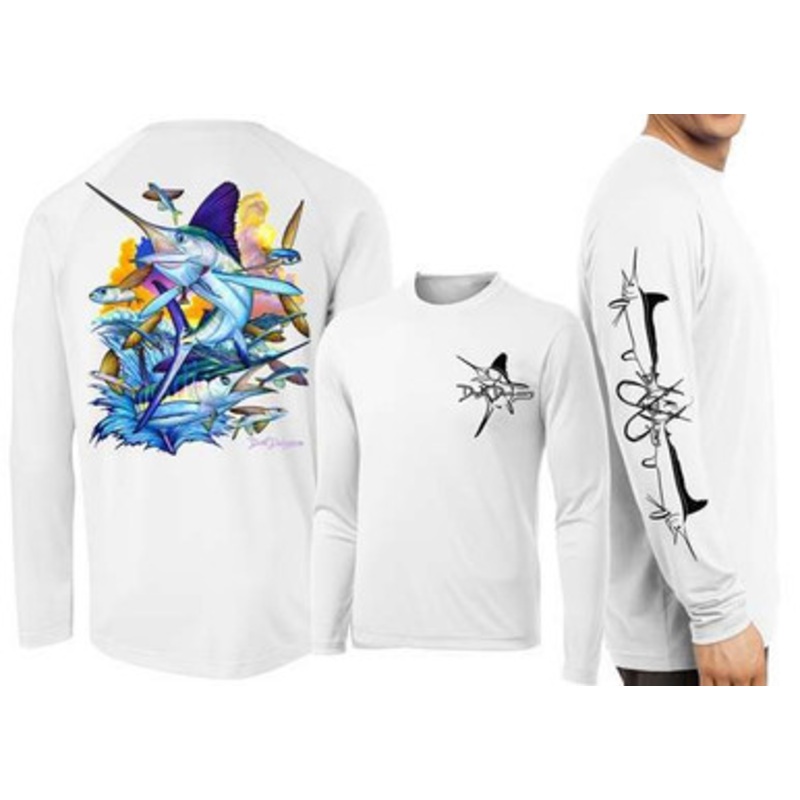 David Dunleavy DMW8032 White Marlin Long Sleeve Tee – White – Large
