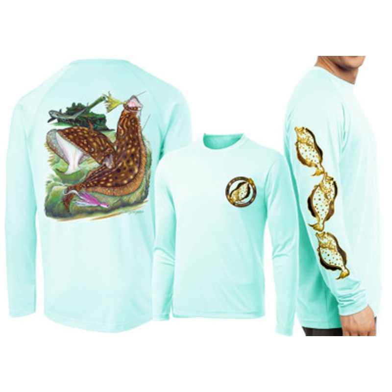 David Dunleavy Flounder Reef LS Performance Shirt – Seagrass – L