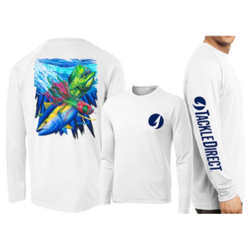 David Dunleavy TD Mahi, Tuna, Lure Performance LS Shirt – White M