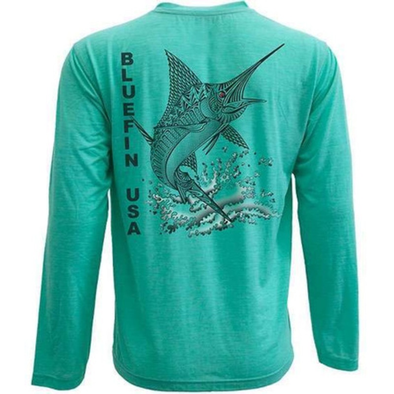 Bluefin USA Zentangle Marlin Long Sleeve Technical Shirt Aqua – X-Small