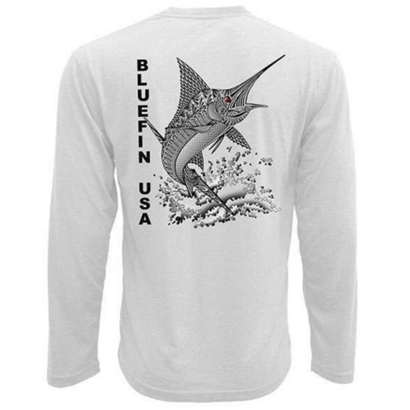 Bluefin USA Zentangle Marlin Long Sleeve Technical Shirt White – XL