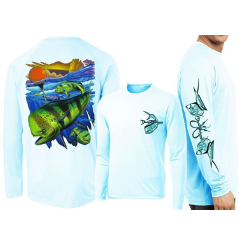 David Dunleavy Mahi Pot Life L/S Performance T-Shirt – Arctic Blue – Large