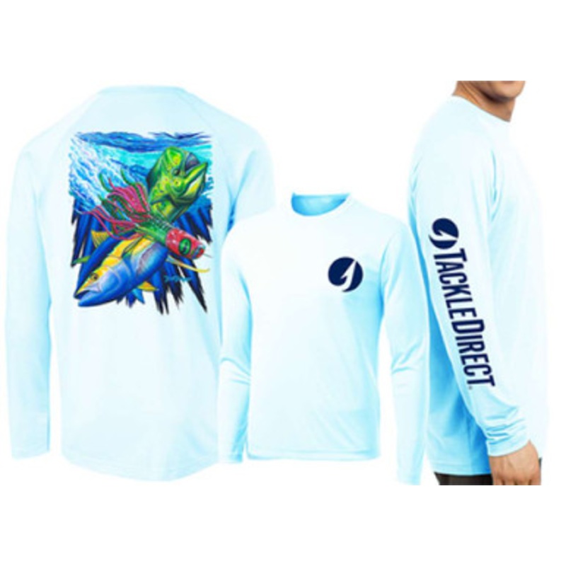 David Dunleavy TD Mahi ,Tuna, Lure Performance LS Shirt – Arctic Blue M
