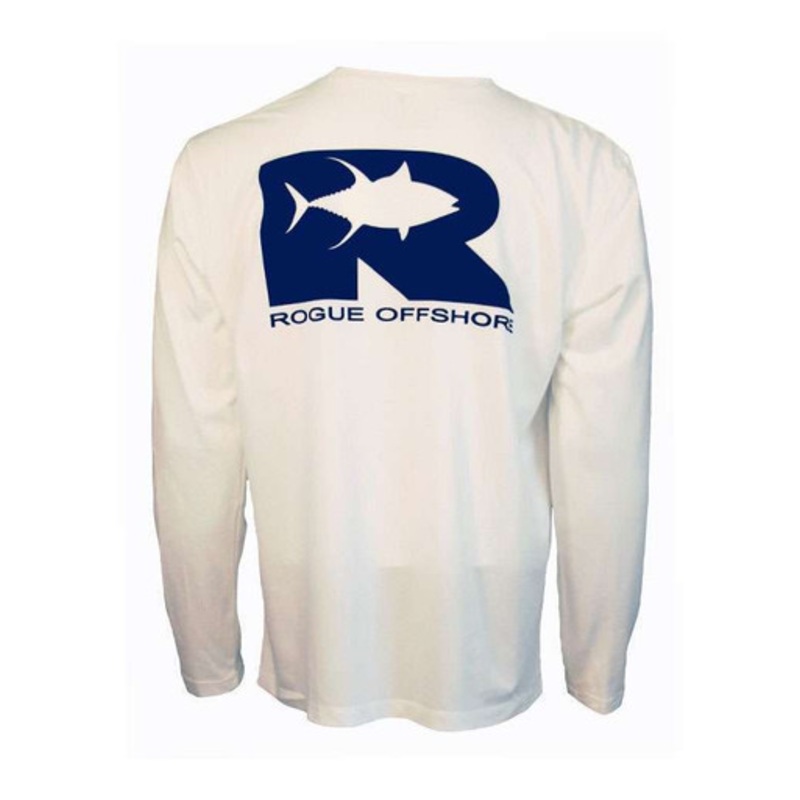 Rogue Offshore Tuna Logo Long Sleeve Performance Shirt White/Navy – 2XL